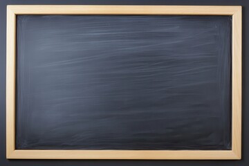 Empty dark gray chalkboard with light wooden frame