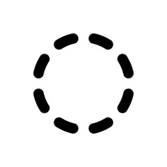 Circular arrangement of black rounded rectangles forming a dotted circle on a white background evenly spaced apart