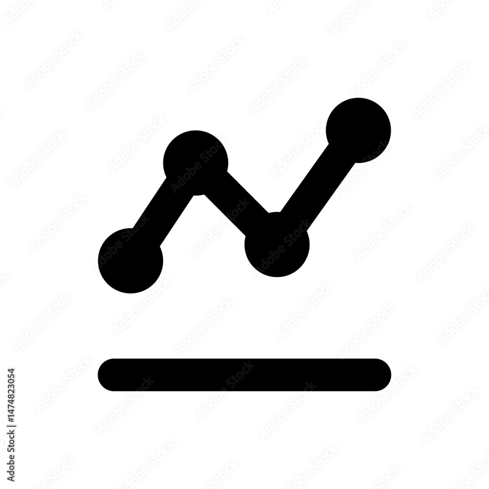 Poster black line graph with three data points connected by lines above a horizontal line representing a ba