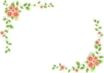 Corner and Side Pink Floral Border with Leaves