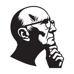 Balanced Thinking Face silhouette with calm focus – Thinking Face illustration – Minimalist Thinking Face vector – Thinking Silhouette

