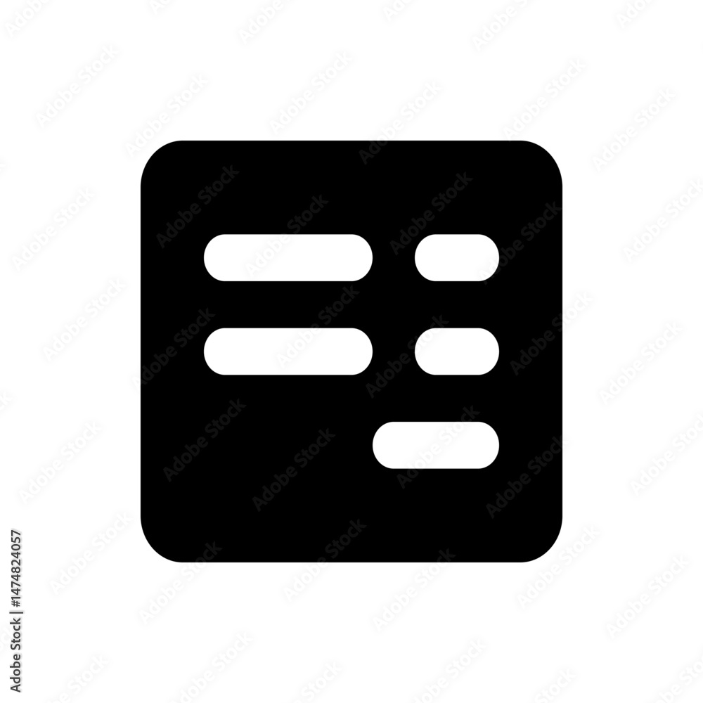 Poster black square with rounded corners containing three horizontal and three vertical white rounded recta