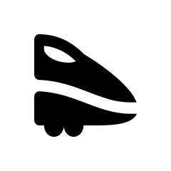 Stylized black and white illustration of a modern bullet train with sleek design and rounded features
