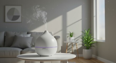 Serene Home Ambiance: White Ceramic Diffuser in Modern Living Room