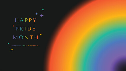 Happy Pride month background vector. LGBTQ community symbol with rainbow, pride flag, sparkle. Design for celebration, bisexual, transgender, gender equality, rights, ads.