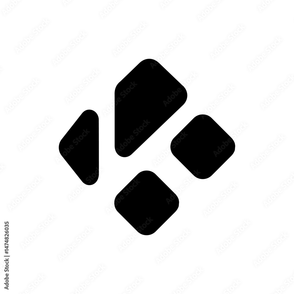 Aufkleber abstract arrangement of four rounded geometric shapes forming a directional pattern on a white backg
