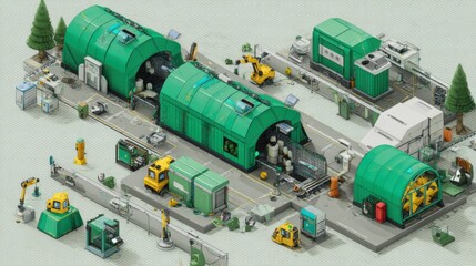 A waste management facility utilizing AI for optimal recycling processes