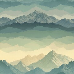 Majestic Sunrise Over Mountain Range Scenic Landscape Digital Art Tranquil Environment Aerial View Nature's Beauty