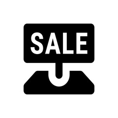 Illustration of a black sale sign with rounded corners and white text indicating a special offer event going on