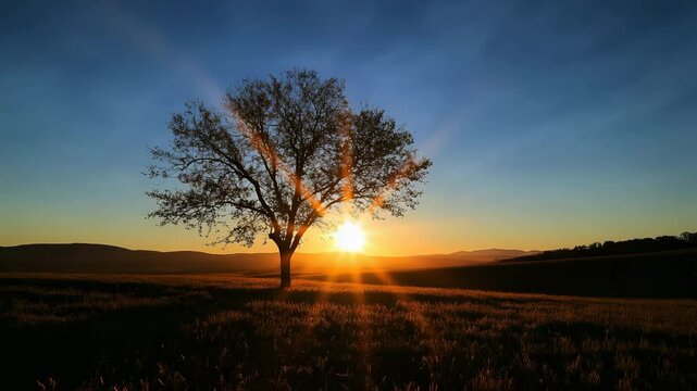 Peaceful Sunset over a Field