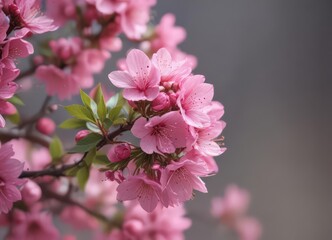 Fototapeta premium Close-up of vibrant pink blossoms, soft focus, romantic, floral, nature background