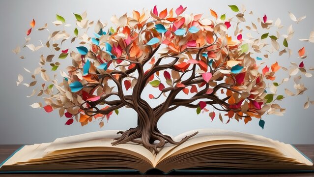 "Celebrating International Literacy Day: A Tree of Knowledge with Books as Leaves"