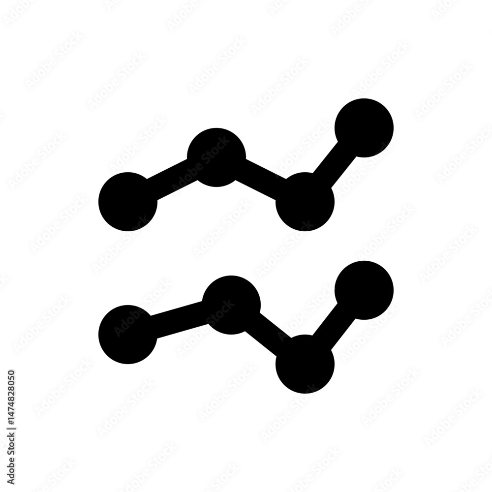 Poster two black abstract graphs with connected circles forming a network on a white background shown in de