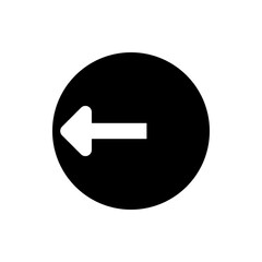 White left arrow inside a black circle pointing to the left direction on a white background view image