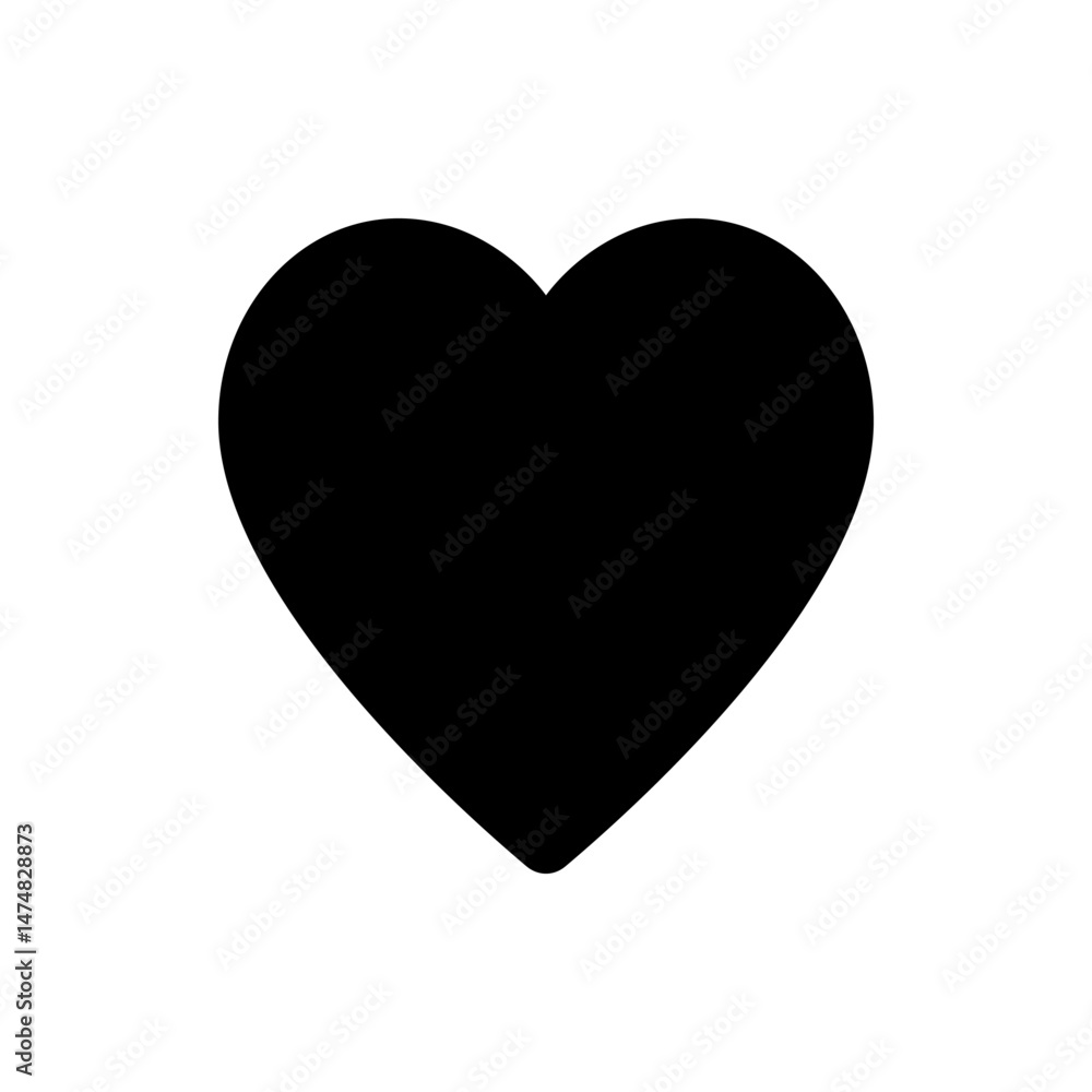 Poster Black heart shape with rounded edges displayed on a white background in a simple graphic representation