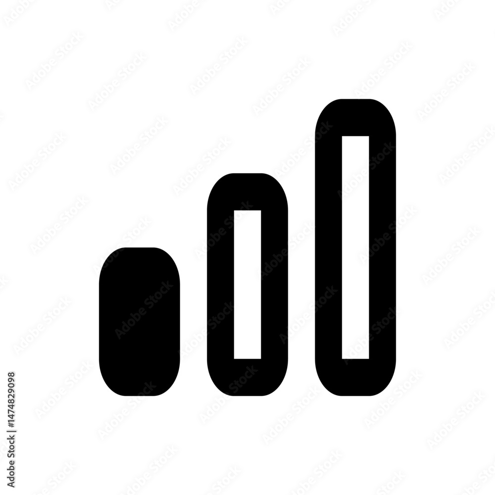 Poster black signal bars increasing in height from left to right on a white background in a simple illustra
