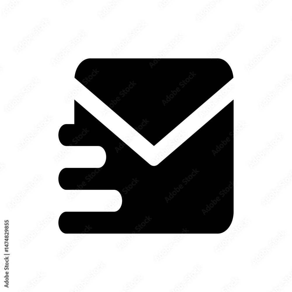 Poster black envelope with white border and speed lines indicating fast delivery and sending of messages qu