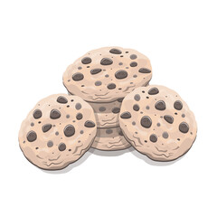 chocolate cookies vector on white background
