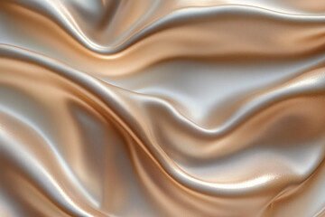 Fototapeta premium Abstract Golden And Beige Silk Fabric Texture Elegant Draped Waves And Texture Backgrounds