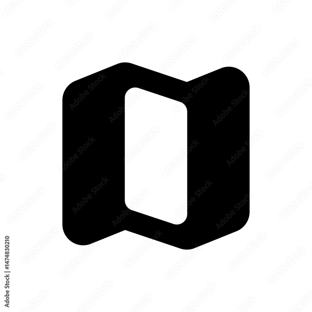 Poster abstract black shape with rounded corners and a white space in the center creating a symmetrical des