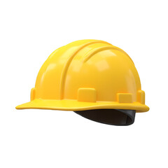 Bright yellow hard hat, safety first! 3d rendering isolated on white background. Cartoon plastic style