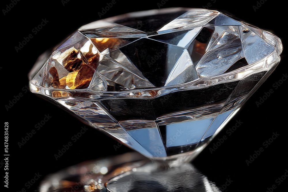 Poster brilliant diamond showcasing intricate facets and reflections against a dark background in an artist