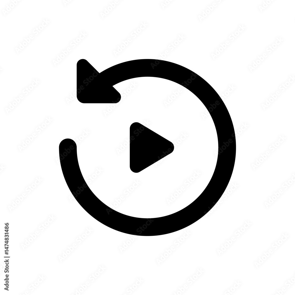 Poster circular arrow icon with a play button inside, indicating a repeat or replay function for media cont