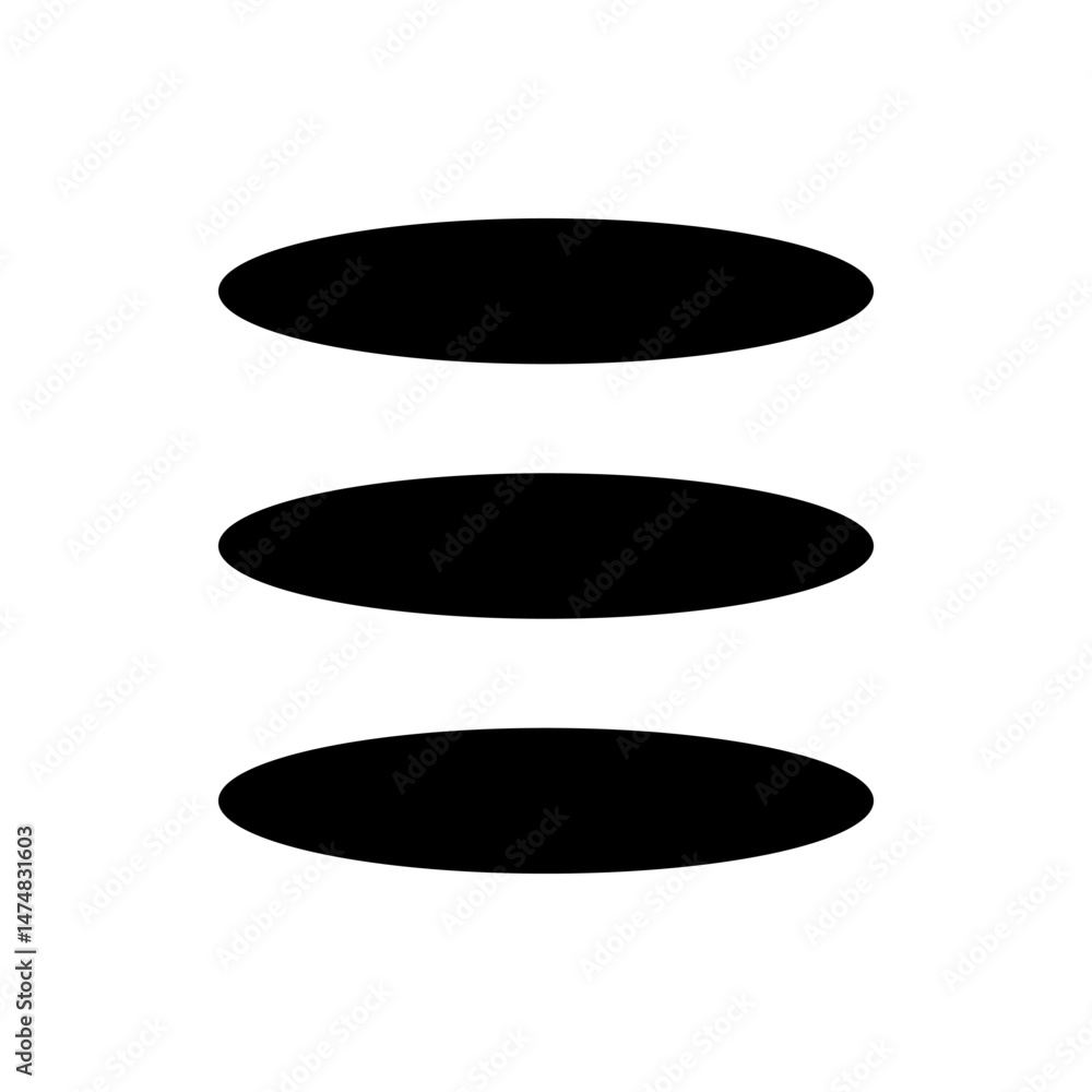 Poster a simple graphic featuring three black circles arranged vertically against a plain white background 