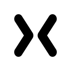 Two black chevron shapes facing each other with rounded edges on a plain white background design element