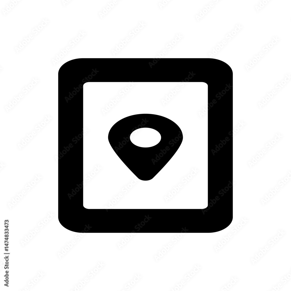 Aufkleber illustration of a black smartphone with a location pin icon displayed on its screen in a simple desi