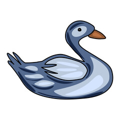 A charming vector illustration of a stylized duck, rendered in cool blues and grays, showcasing a unique blend of smooth curves and distinct feather details, perfect for children's book
