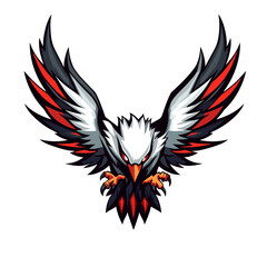 Fototapeta premium Vector esports logo featuring a fierce eagle with bold wings and striking colors for a competitive gaming brand
