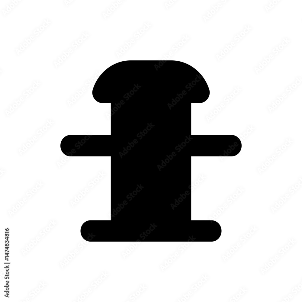 Poster a solid black abstract shape with rounded edges and a cylindrical form on a white background design 