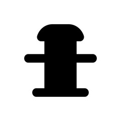 A solid black abstract shape with rounded edges and a cylindrical form on a white background design art