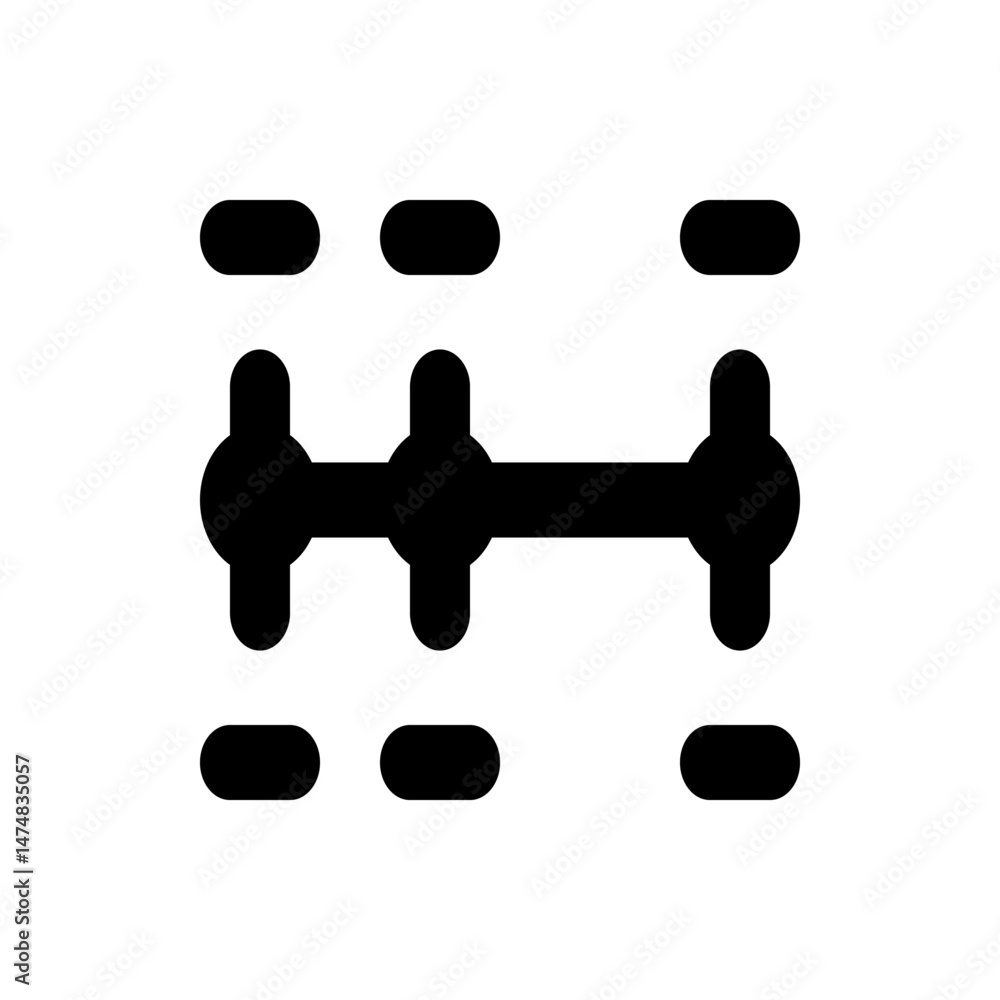 Poster a black and white illustration of a simple graphic with circles and lines forming a grid like struct