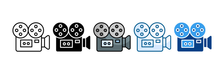 Film Projector Icon Set Multiple Style Collection
