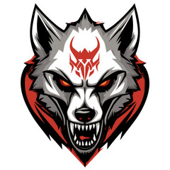 Fototapeta premium Powerful vector esports logo featuring an aggressive wolf design with striking colors and intricate details for gaming teams