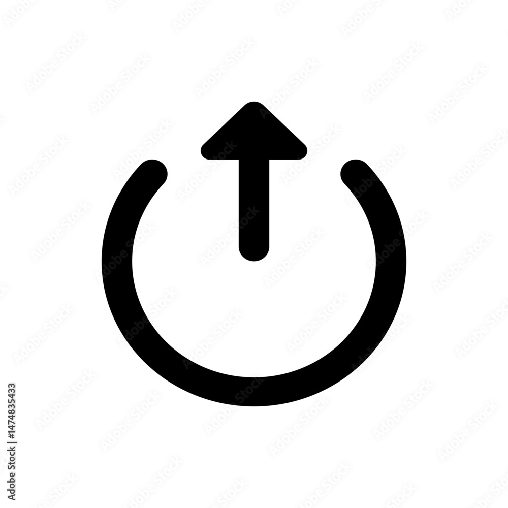Aufkleber black circular arrow with an upward pointing arrow inside indicating power on or upload functionalit