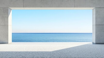 Fototapeta premium Seascape Serenity: Minimalist Architecture Meets Ocean Vista