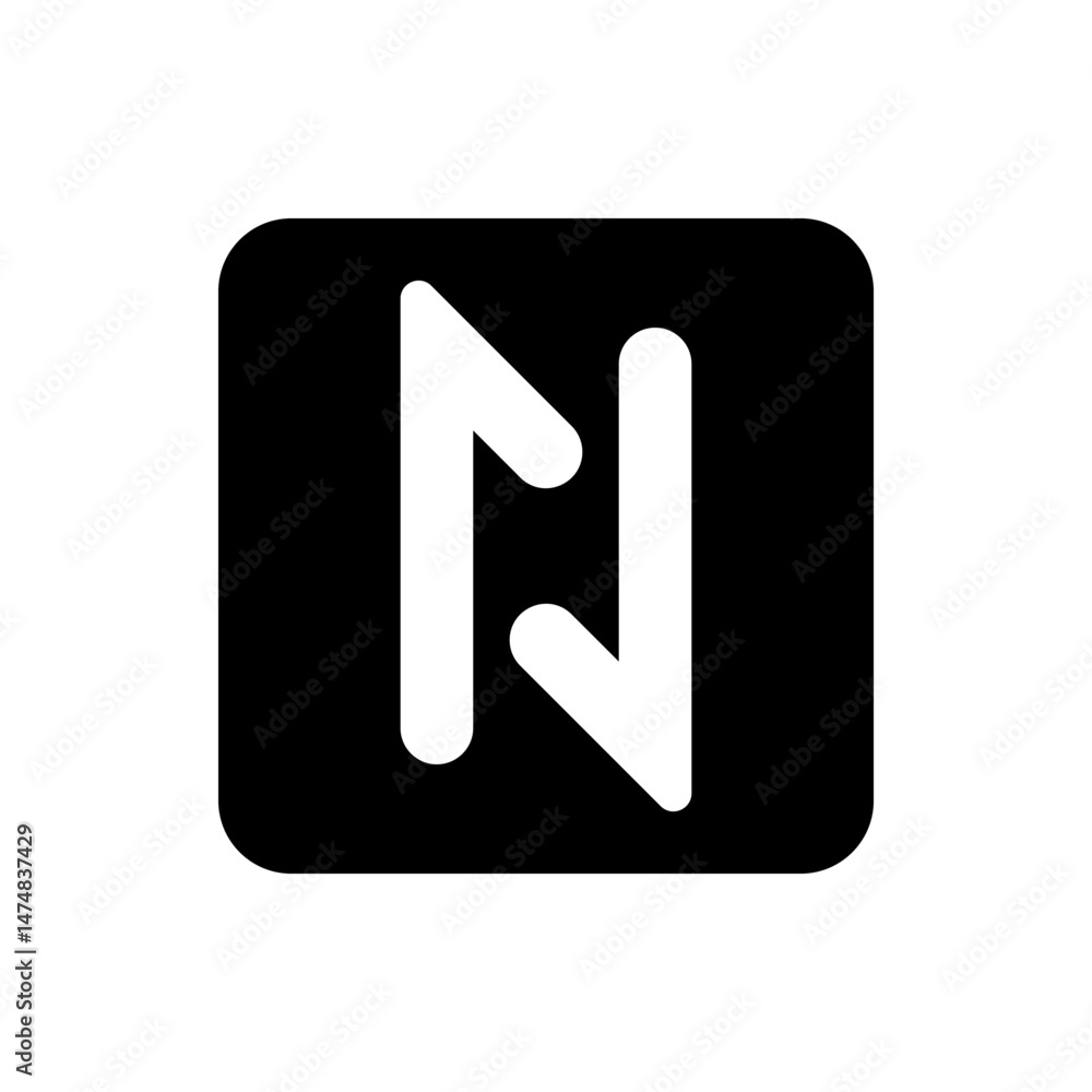 Poster illustration of a white nfc symbol inside a black rounded square shape with a minimalist design styl