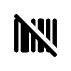Black barcode symbol with a white diagonal line indicating invalid or not allowed, simple graphic design element