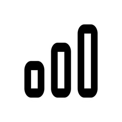 Black signal strength bars increasing in height indicating strong connection on a white background view