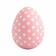 Pastel pink Easter egg with white polka dot pattern, cute holiday decoration, perfect for spring and Easter themes, isolated on transparent background.