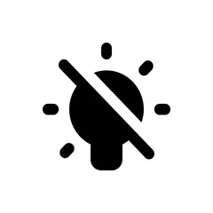 Illustration of a lightbulb with a line through it signifying the light is off or not illuminated icon use