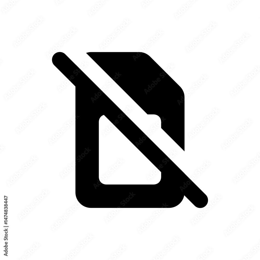 Poster black and white icon of a document with a line through it indicating deletion or removal of the docu