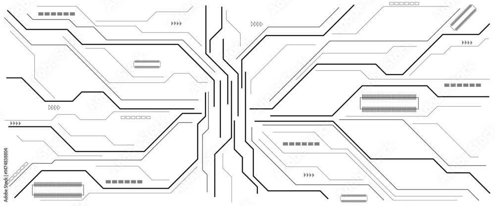 Leinwandbilder Abstract CPU processor or semiconductor with Power icon with glowing pixels on technology circuit board.