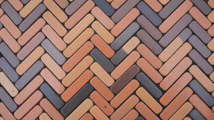 Herringbone Patterned Pavement Tiles in Earthy Tones