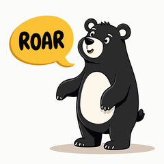 Naklejka premium Cartoon bear roaring with speech bubble 