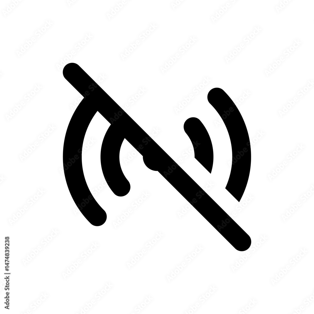 Poster illustration of a wifi symbol with a diagonal line through it indicating a disabled or muted connect