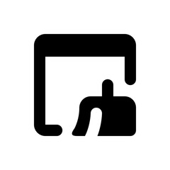 Illustration of a cleaning tool with a brush and dustpan for sweeping and tidying up surfaces and floors